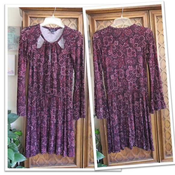 American Eagle Boho Paisley Bell Sleeve Dress - NWOT, XXS! - Picture 1 of 16